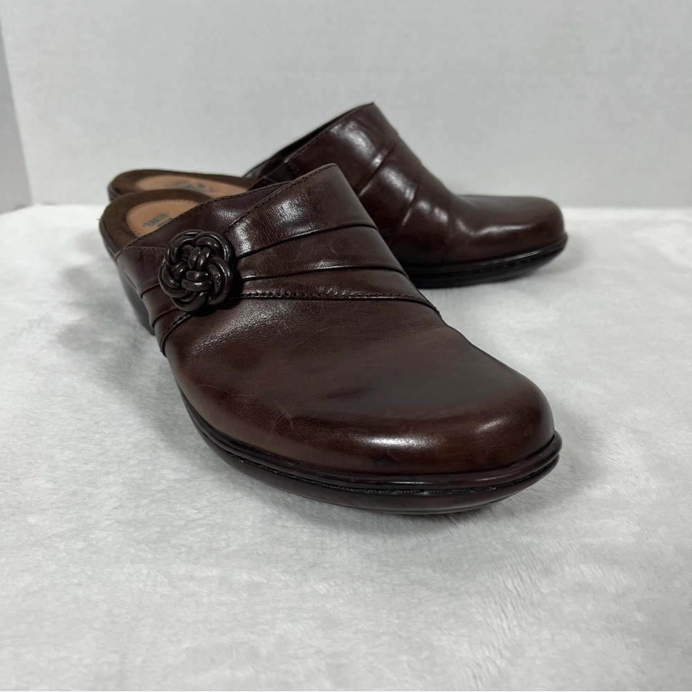 Earth Origins Women’s Shoes Brown Dream 2010F Slip On Leather Mule Clog Size 8